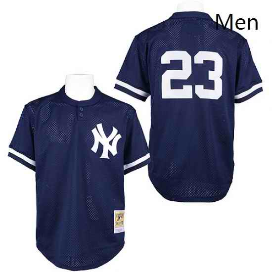 Mens Mitchell and Ness 1995 New York Yankees 23 Don Mattingly Authentic Blue Throwback MLB Jersey